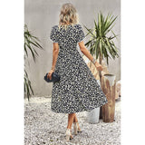 Floral Print Belt Knot Sleeve Hem Lace Belt Knot Dress - MVTFASHION