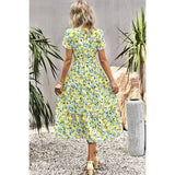 Floral Print Belt Knot Sleeve Hem Lace Belt Knot Dress - MVTFASHION