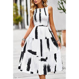 Floral Print Cut Out Ruched Fit Sleeveless Ruffle Dress - MVTFASHION