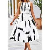 Floral Print Cut Out Ruched Fit Sleeveless Ruffle Dress - MVTFASHION