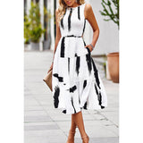 Floral Print Cut Out Ruched Fit Sleeveless Ruffle Dress - MVTFASHION