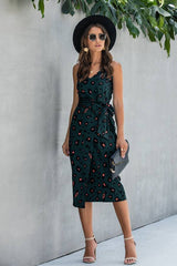 Floral V-Neck Split Wrap Dress - MVTFASHION