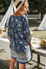 Floral V-Neck Swing Tunic Dress - MVTFASHION