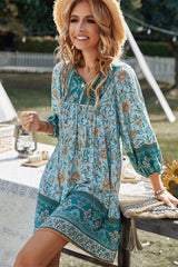 Floral V-Neck Swing Tunic Dress - MVTFASHION