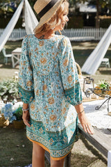 Floral V-Neck Swing Tunic Dress - MVTFASHION