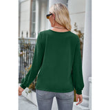 Front Open Button Lace Tirm Fit V Neck Top - MVTFASHION.COM