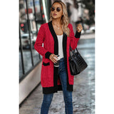 Front Open Thick Knit Loose Pockets Cardigan - MVTFASHION.COM
