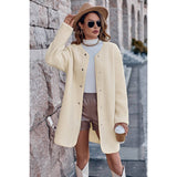 Fuzzy Button Front Open Long Body Loose Fit Coat - MVTFASHION