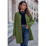 Fuzzy Button Front Open Long Body Loose Fit Coat - MVTFASHION