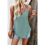 Half Zipper Deep V Neck Hollow Out Solid Top - MVTFASHION.COM