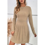 Knit Cross Strip Self Fit Solid Sweater Dress - MVTFASHION.COM