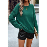 Knit Loose Fit Round Neck Cross Solid Sweater - MVTFASHION.COM