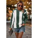 Knit Round Neck Strip Loose Fit Sweater - MVTFASHION.COM