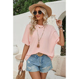 Knot Back Open Back Lace Trim Solid Loose Fit Top - MVTFASHION.COM