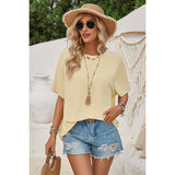 Knot Back Open Back Lace Trim Solid Loose Fit Top - MVTFASHION.COM