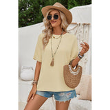 Knot Back Open Back Lace Trim Solid Loose Fit Top - MVTFASHION.COM