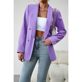 Lapel Collar Double Breasted Solid Blazer - MVTFASHION.COM