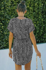 Leopard Print Waist Tie Dress - MVTFASHION