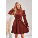 Long Flounce Sleeve A Line High Waist Dress - MVTFASHION