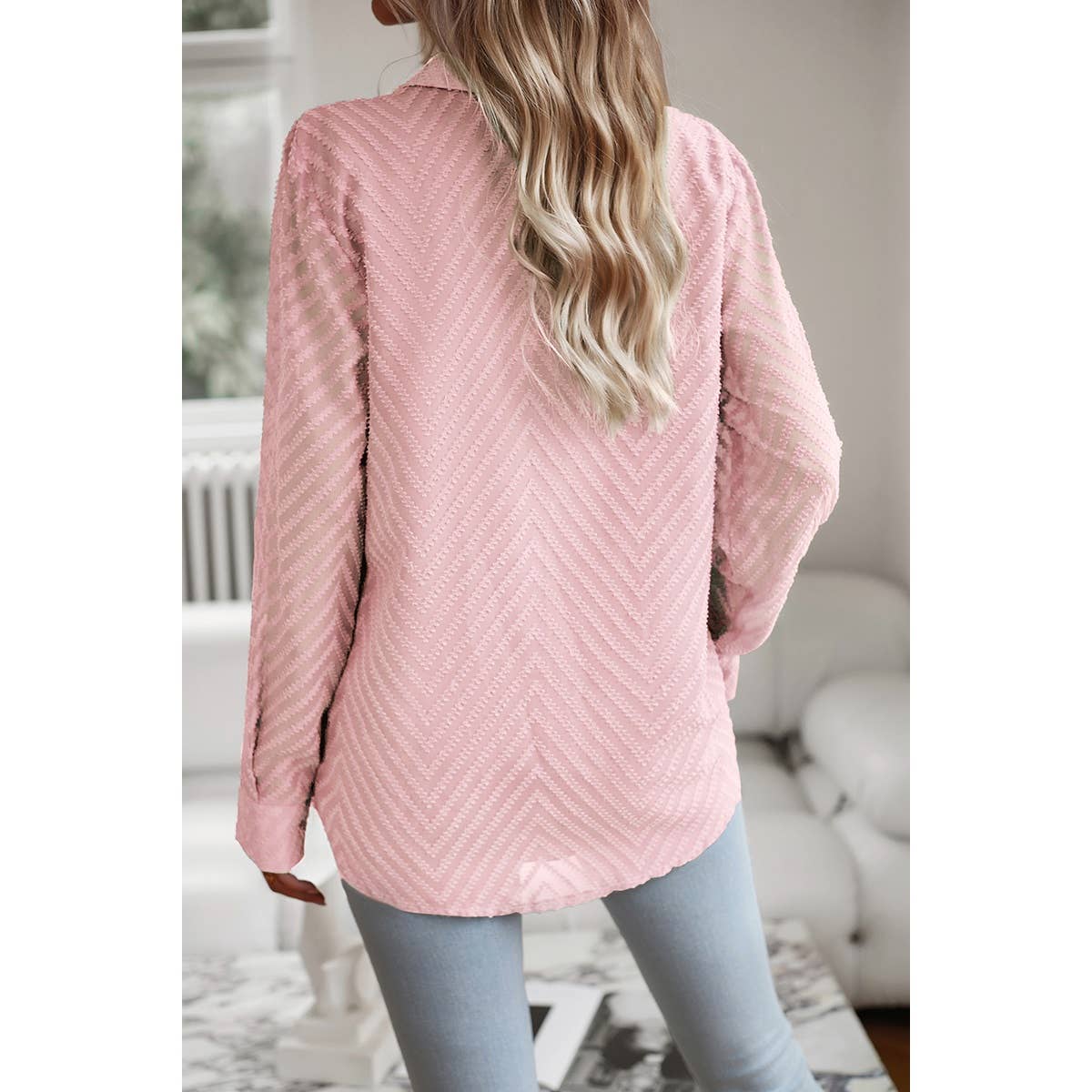 Open Front Button Pocket Lined Loose Blouse - MVTFASHION.COM