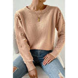 Pearl Embellished Knit Solider Sweater - MVTFASHION