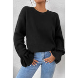 Petalsleeve Solid Thick Knit Strip Sweater - MVTFASHION