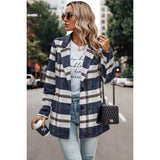 Plaid Button Up Fit Pockrts Thick Blazer - MVTFASHION.COM