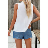 Pleated Ruched High Neck Sleeveless Blouson Top - MVTFASHION.COM