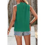 Pleated Ruched High Neck Sleeveless Blouson Top - MVTFASHION.COM