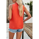 Pleated Ruched High Neck Sleeveless Blouson Top - MVTFASHION.COM