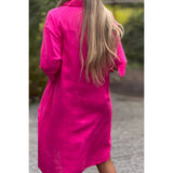 Plus A Line Button Loose Fit Pockets Solid Dress - MVTFASHION.COM