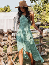 Polka Dot Asymmetrical Maxi Dress - MVTFASHION