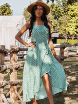 Polka Dot Asymmetrical Maxi Dress - MVTFASHION