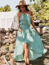 Polka Dot Asymmetrical Maxi Dress - MVTFASHION