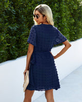 Polka Dot Cross Waist Tie Dress - MVTFASHION