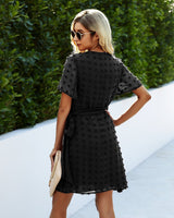 Polka Dot Cross Waist Tie Dress - MVTFASHION