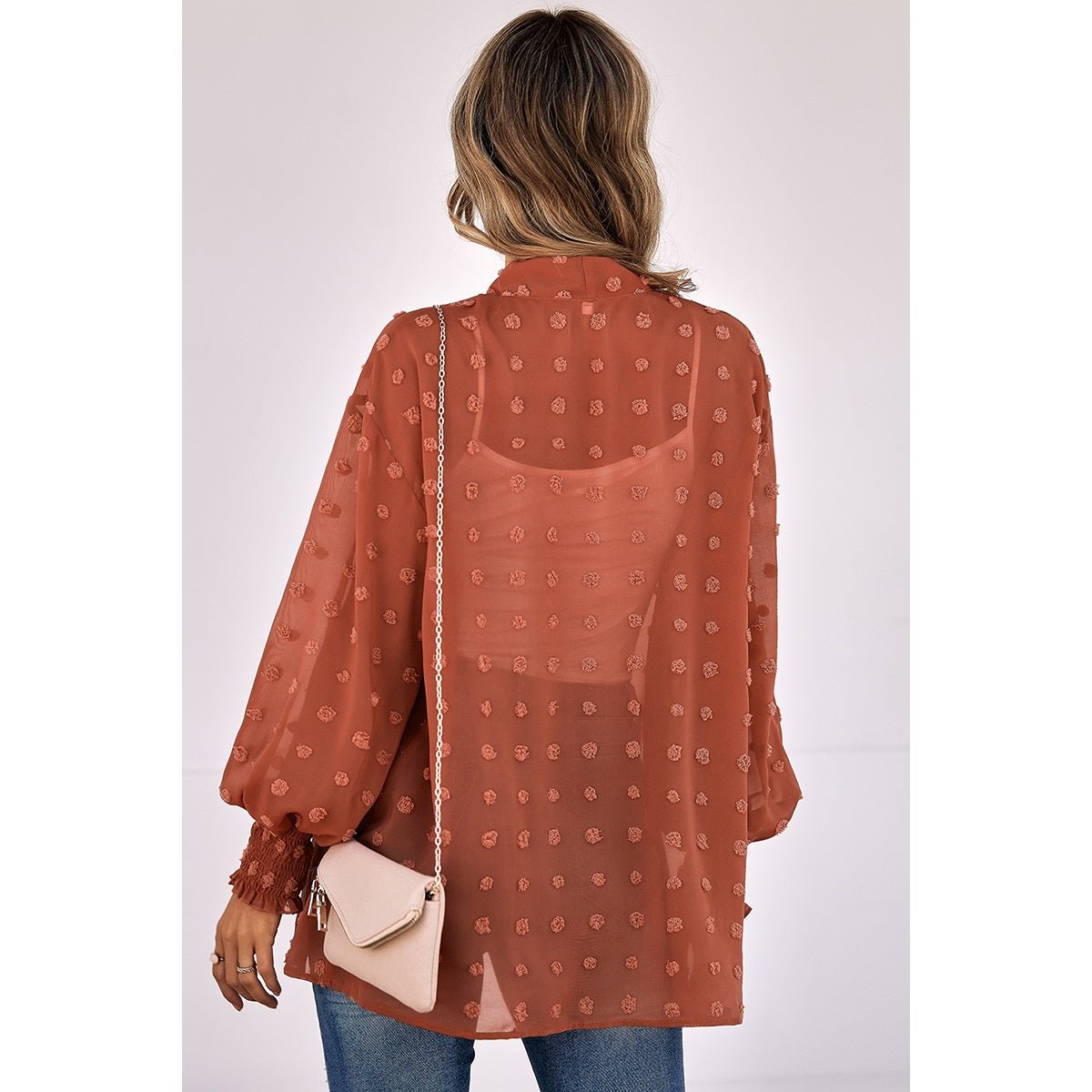 Polka Dot Open Front Casual Top - MVTFASHION