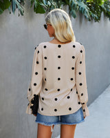 Polka Dot V Neck Blouse - MVTFASHION