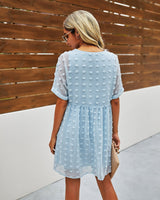 Polka Dot V Neck Ruffle Tunic Dress - MVTFASHION