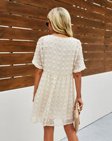 Polka Dot V Neck Ruffle Tunic Dress - MVTFASHION