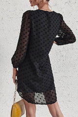 Polka Dot V Neck Tunic Dress - MVTFASHION