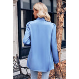 Puff Sleeve Open Blazer Solid Suit - MVTFASHION.COM