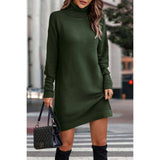 Roll Neck Knit Solid Sweater Dress - MVTFASHION.COM