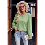 Round Neck Knit Classic Solid Loose Fit Top - MVTFASHION.COM