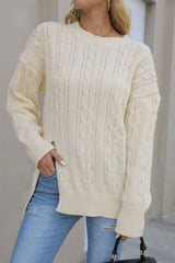 Round Neck Long Sleeve Knit Sweater - MVTFASHION