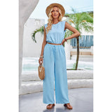 Round Neck Two Pieces Elastic Waist Fit Solid Sets - MVTFASHION.COM