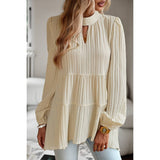 Ruched Color Block Cut Out Ruffle Solid Top - MVTFASHION.COM
