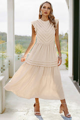 Ruffle Solid Willow Smocked Maxi Dress - MVTFASHION