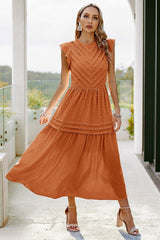 Ruffle Solid Willow Smocked Maxi Dress - MVTFASHION