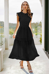 Ruffle Solid Willow Smocked Maxi Dress - MVTFASHION